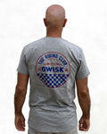 T-Shirt Riding Club gris chiné print bleu et rouge