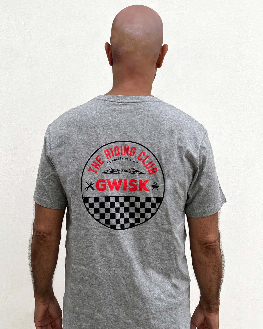 T-Shirt Riding Club gris chiné print noir et rouge