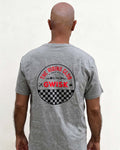 T-Shirt Riding Club gris chiné print noir et rouge